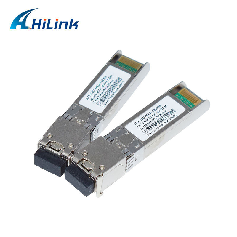 BIDI 10G WDM SMF-optische transceiver SFP+ 100KM Tx1490nm/Rx1550nm met LC-vezeloptische transceivers voor FTTH-netwerken