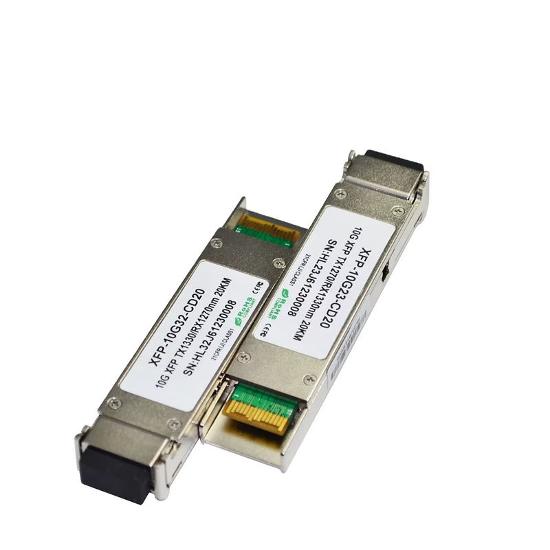 XFP bi-directionele transceivermodule van hoge kwaliteit 10 Gbps 20 km bereik met 1270/1330nm LC-connector voor glasvezelapparatuur
