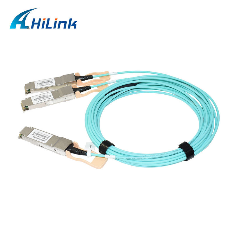 Gecertificeerde 200G QSFP56 tot 2*QSFP28 2*100G actieve optische kabel AOC-oplossing voor gegevensoverdracht bij extreme temperaturen