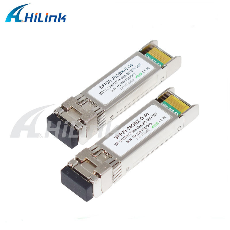 25Gb/s 40Km SFP28 BIDI Transceivers LC enkele connector Hot-pluggable Volledig RoHS-conform