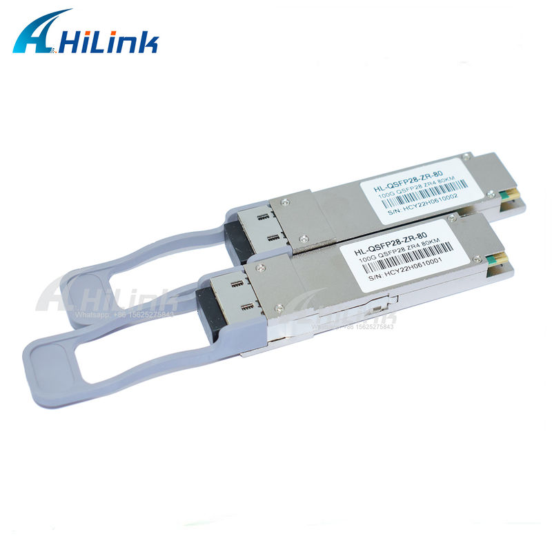 100Gb/s 80km QSFP28 Transceiver Hot-pluggable Duplex LC Connector LAN WDM EML TOSA SOA PIN SMF