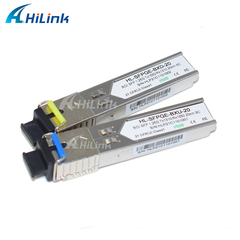 1.25G BIDI SFP Transceiver 20KM with Low Power Dissipation and Single SC Connector for Gigabit Ethernet