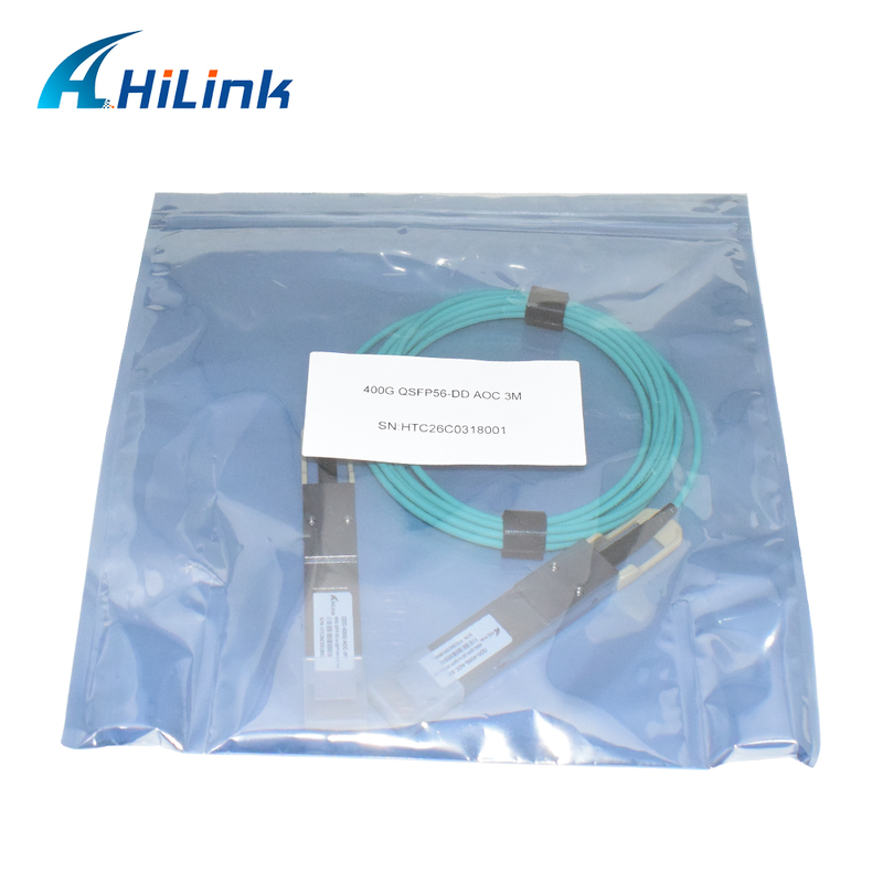 Hilink 400G QSFP56-DD AOC 3M-kabel met RoHS-conformiteit voor hogesnelheidsgegevensoverdracht