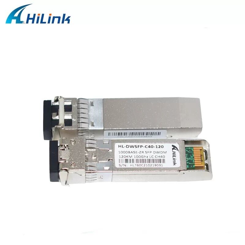 Hilink Compatible 1.25G DWDM SFP optische transceiver met Duplex LC connector voor 40km/80km/120km/160km afstand