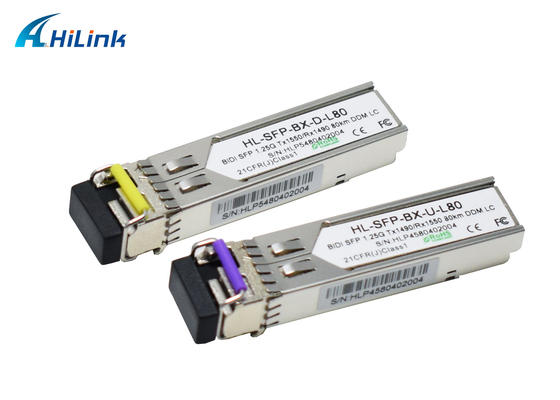 De Zendontvangermodule van 1000BASE 1.25G Ethernet Gigabit BIDI SFP+ TX1490/RX1550nm 80KM